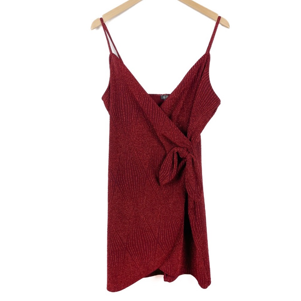 Lily Rose Knotted Side Wrap Bodycon Dress Red Juniors Size XL - Picture 2 of 9